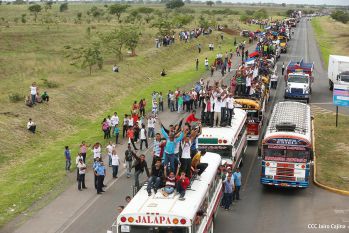 Caravanas de todo el país llegan a Managua para celebración del 35/19