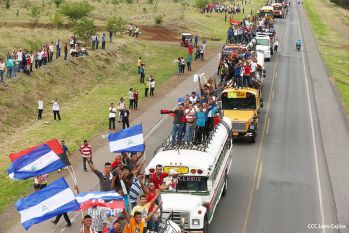 Caravanas de todo el país llegan a Managua para celebración del 35/19