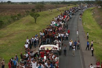 Caravanas de todo el país llegan a Managua para celebración del 35/19
