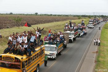 Caravanas de todo el país llegan a Managua para celebración del 35/19