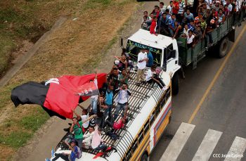 Caravanas de todo el país llegan a Managua para celebración del 35/19