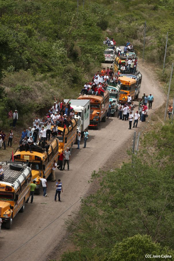Caravanas de todo el país llegan a Managua para celebración del 35/19