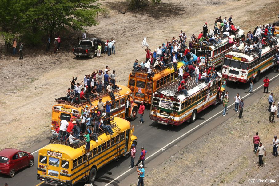 Caravanas de todo el país llegan a Managua para celebración del 35/19