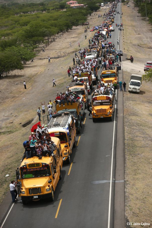 Caravanas de todo el país llegan a Managua para celebración del 35/19