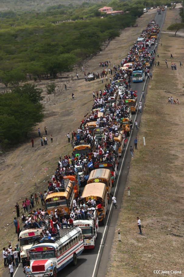 Caravanas de todo el país llegan a Managua para celebración del 35/19