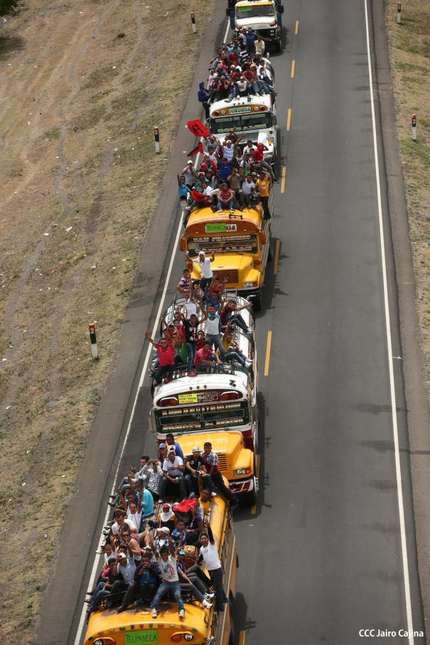 Caravanas de todo el país llegan a Managua para celebración del 35/19