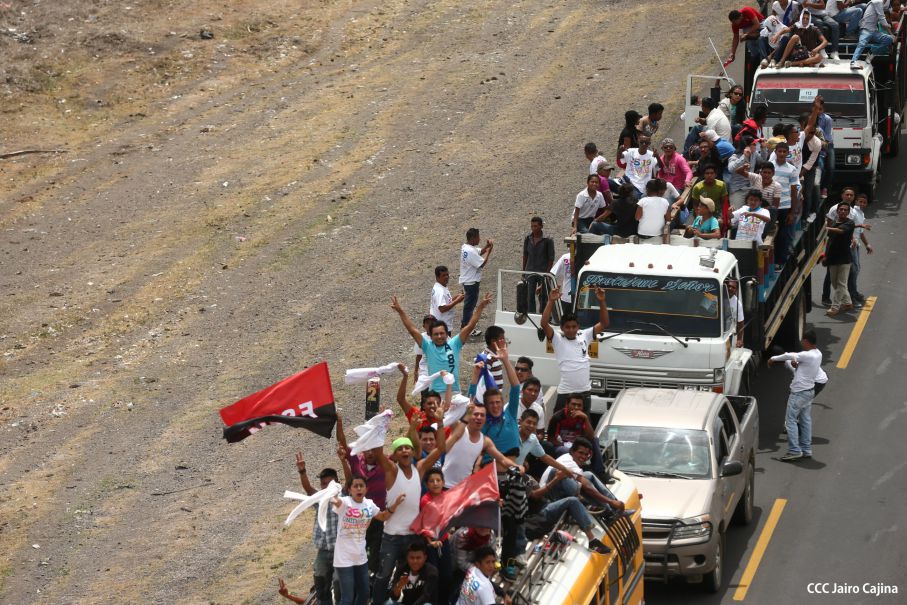 Caravanas de todo el país llegan a Managua para celebración del 35/19