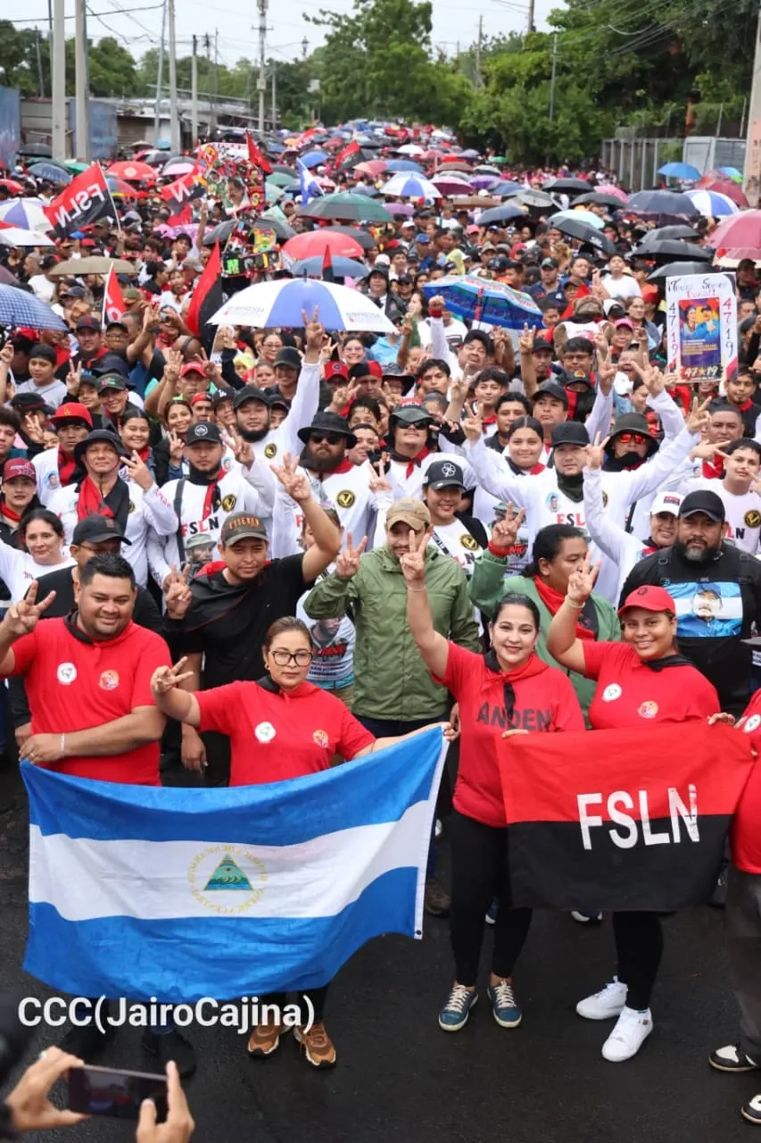 Militancia sandinista protagoniza caminata en homenaje al 47/19 en Managua