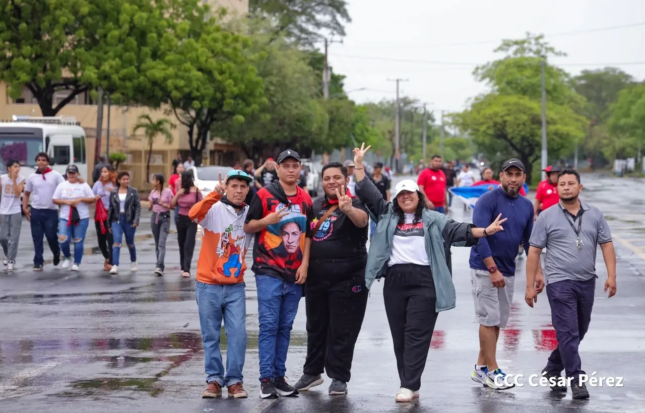 Militancia sandinista protagoniza caminata en homenaje al 47/19 en Managua