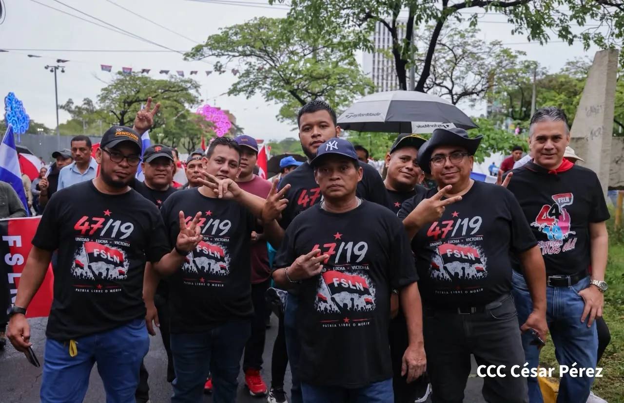 Militancia sandinista protagoniza caminata en homenaje al 47/19 en Managua