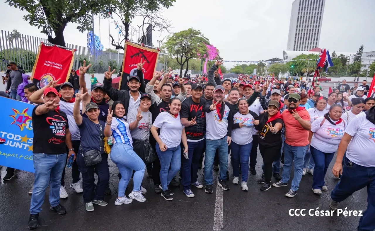 Militancia sandinista protagoniza caminata en homenaje al 47/19 en Managua