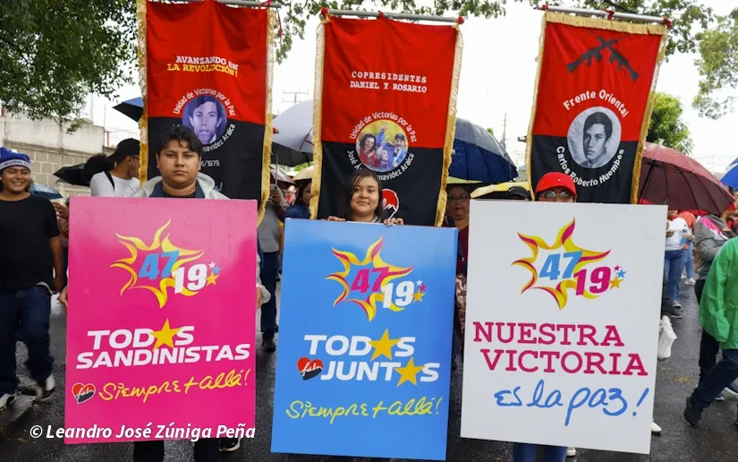 Militancia sandinista protagoniza caminata en homenaje al 47/19 en Managua