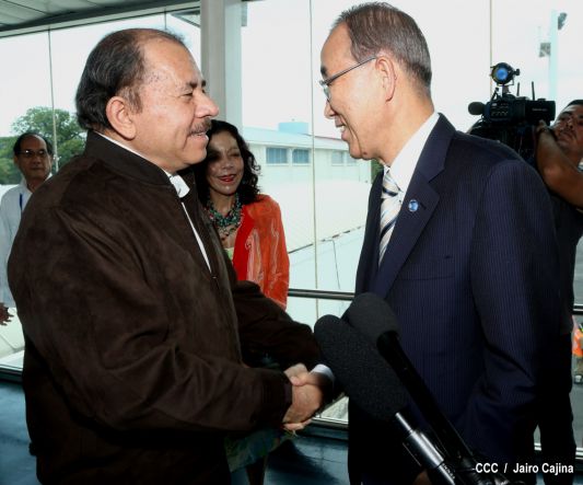Presidente Daniel y Compañera Rosario reciben a Secretario General ONU