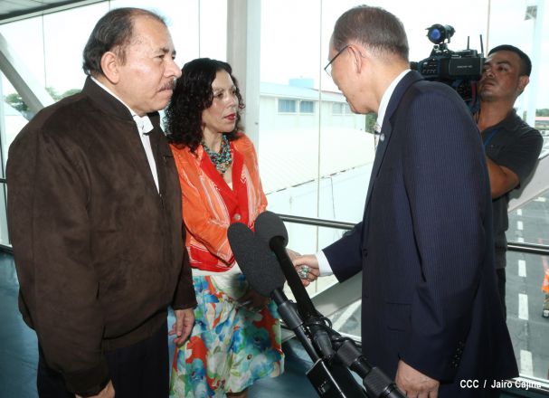Presidente Daniel y Compañera Rosario reciben a Secretario General ONU