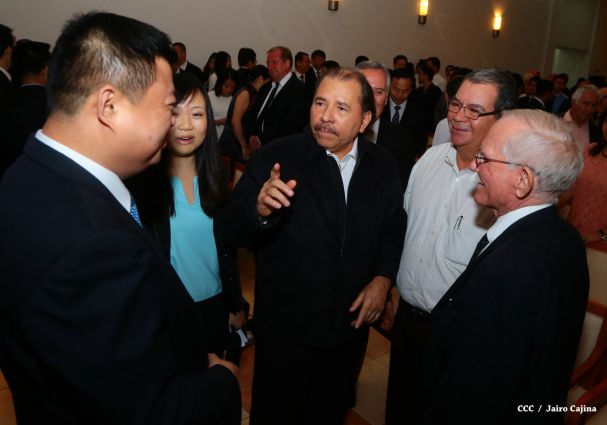 Daniel y Rosario celebran junto a Wang Jing inicio de Obras del Gran Canal por Nicaragua