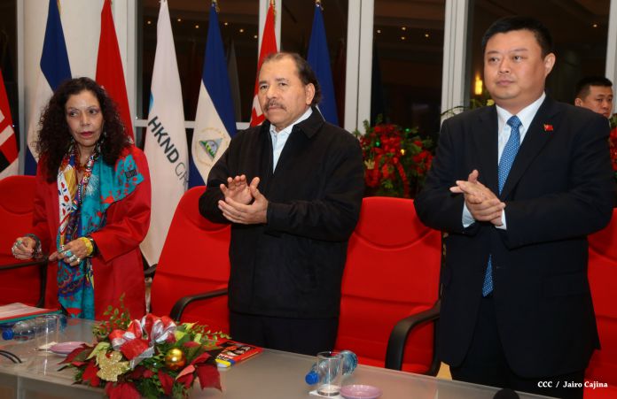 Daniel y Rosario celebran junto a Wang Jing inicio de Obras del Gran Canal por Nicaragua