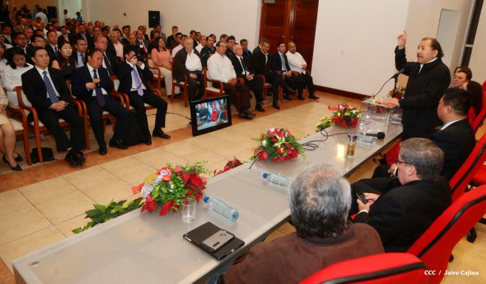 Daniel y Rosario celebran junto a Wang Jing inicio de Obras del Gran Canal por Nicaragua