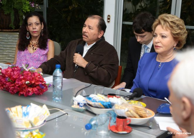 Presidente Daniel y Compañera Rosario se reúnen con Presidenta del Consejo de la Federación Rusa