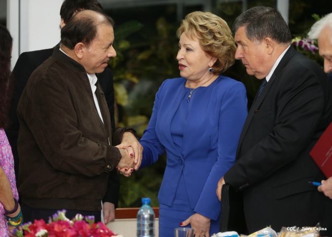 Presidente Daniel y Compañera Rosario se reúnen con Presidenta del Consejo de la Federación Rusa