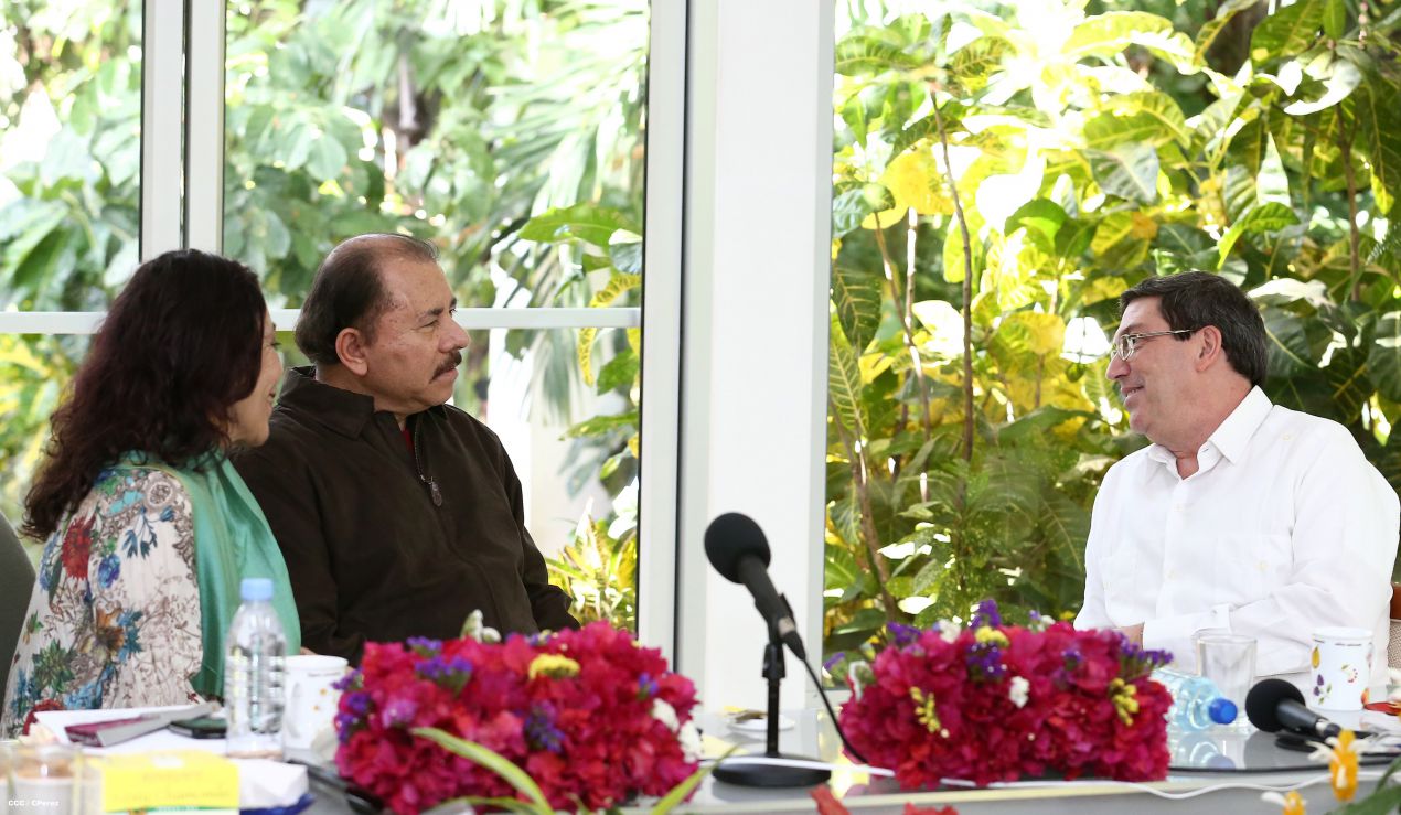 Presidente Daniel y Compañera Rosario reciben al Canciller Bruno Rodríguez de Cuba