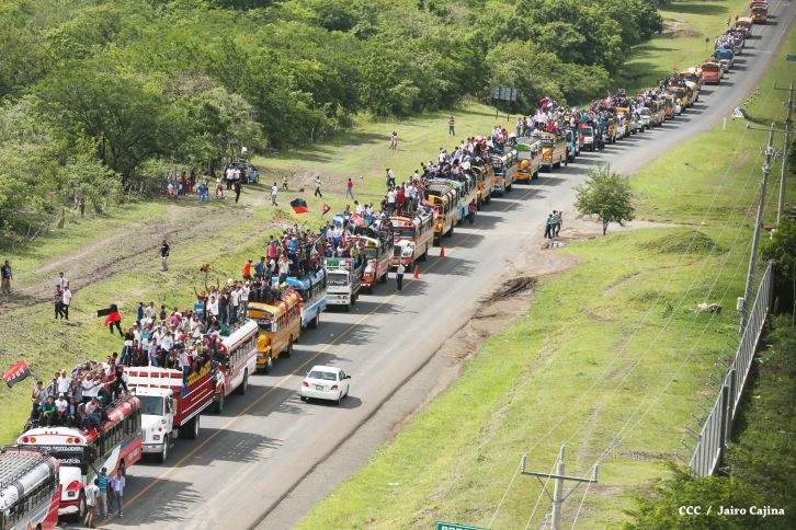 Caravanas de todo el país entran a Managua! Viva el 36/19!