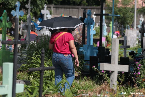 Familias acuden a cementerios para honrar a sus difuntos
