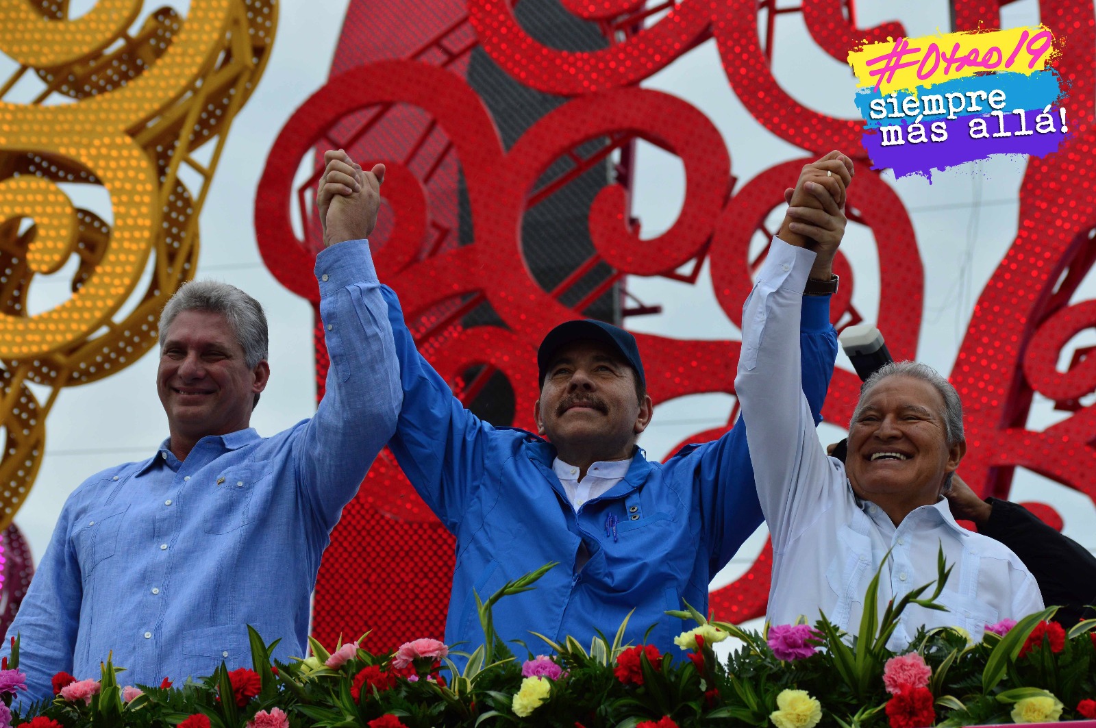 Daniel Ortega, Miguel D&iacute;az Canel y Salvador S&aacute;nchez Cer&eacute;n