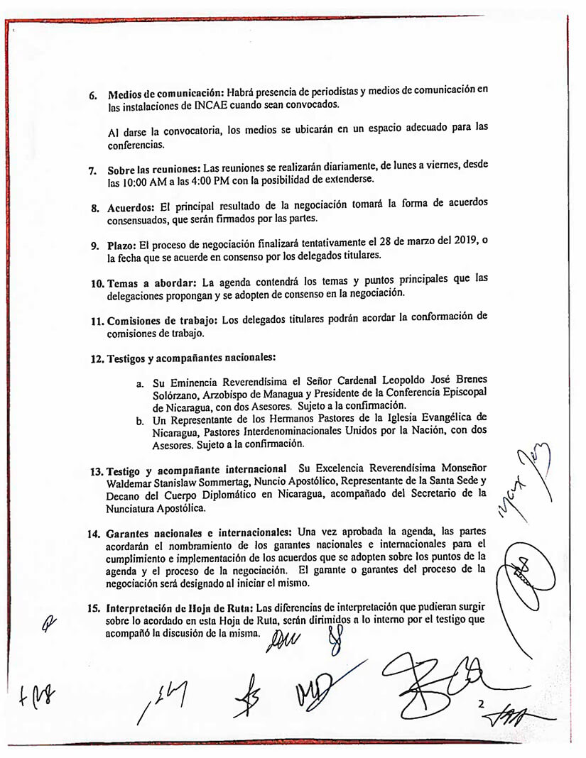 hoja de ruta aprobada en el encuentro por el entendimiento y la paz