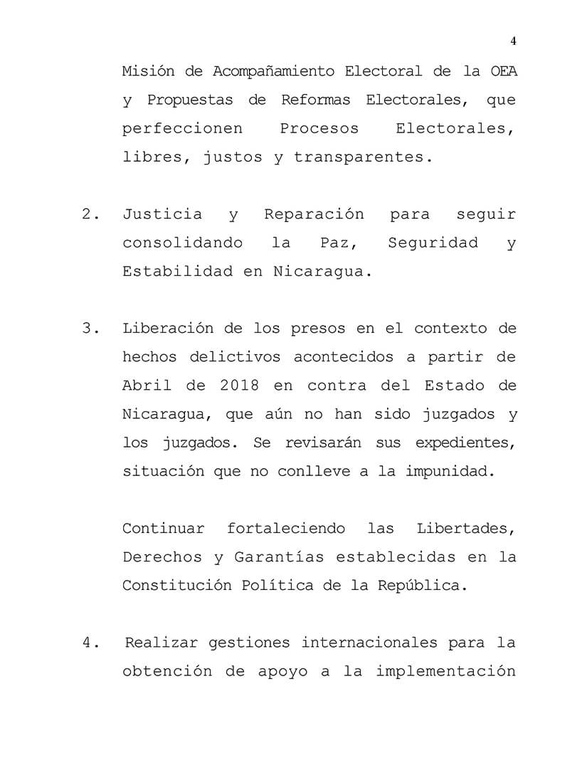 comunicado del gobierno de nicaragua en la mesa de negociaci&oacute;n