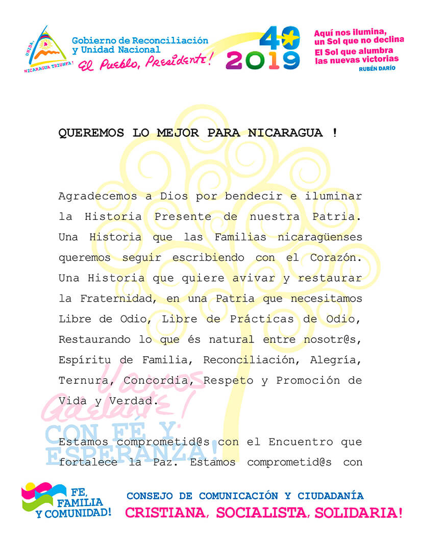 queremos lo mejor para nicaragua