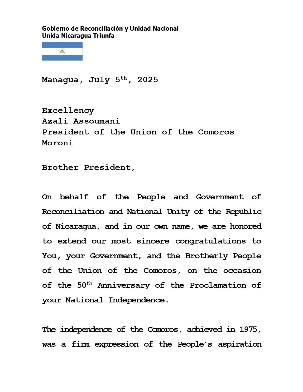 MENSAJE-AL-PDTE-DE-LA-UNION-DE-LAS-COMORAS-(ENG)---5-JULIO-2025_page-0001